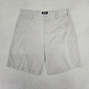 Ashworth Shorts Mens 34 Beige 100% Cotton Chino 10 Inseam Golf Casual Summer